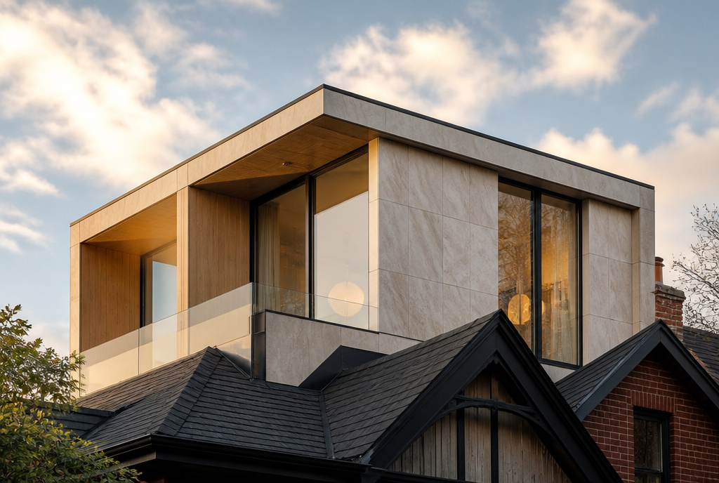 Toronto luxury home featuring a refined vertical addition for growing family living space